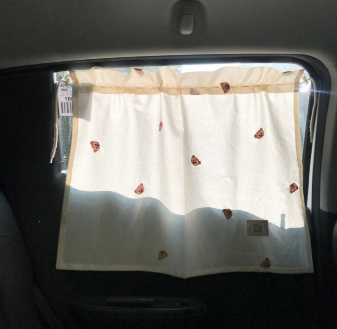 CHEZBEBE 100% Cotton Chezgomi(Bear) Car Sunshade