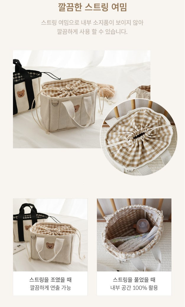 CHEZBEBE Check String Tote Bag