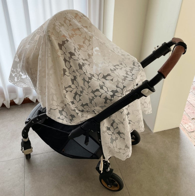 Violet Lace Stroller Curtain