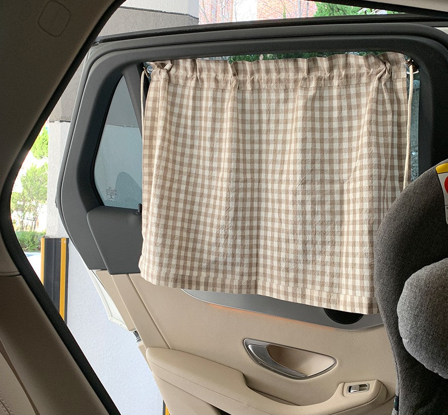 Brown Gingham Car Sunshade