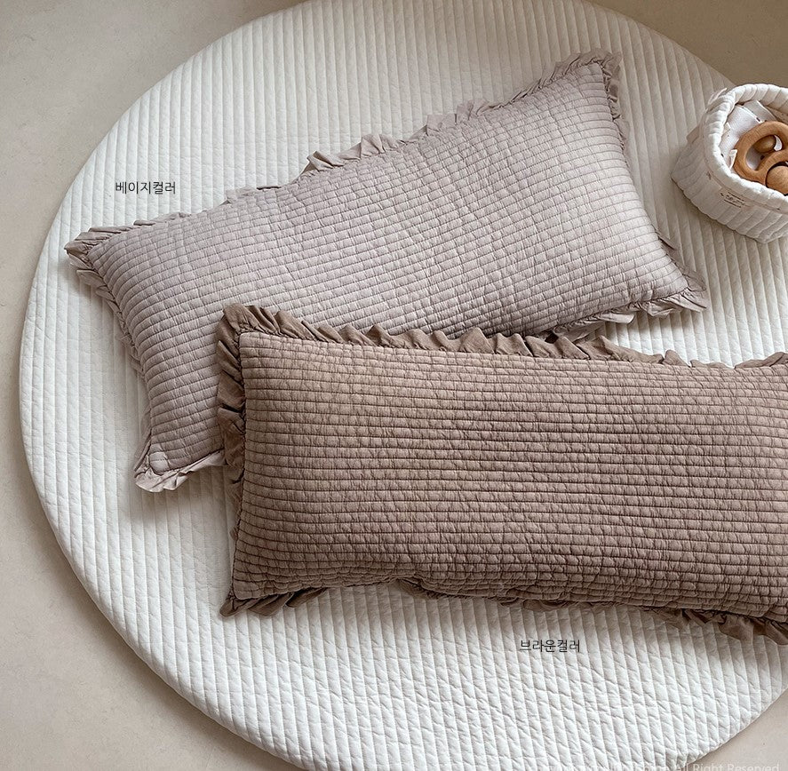 Ruffle Quilted Long Pillow