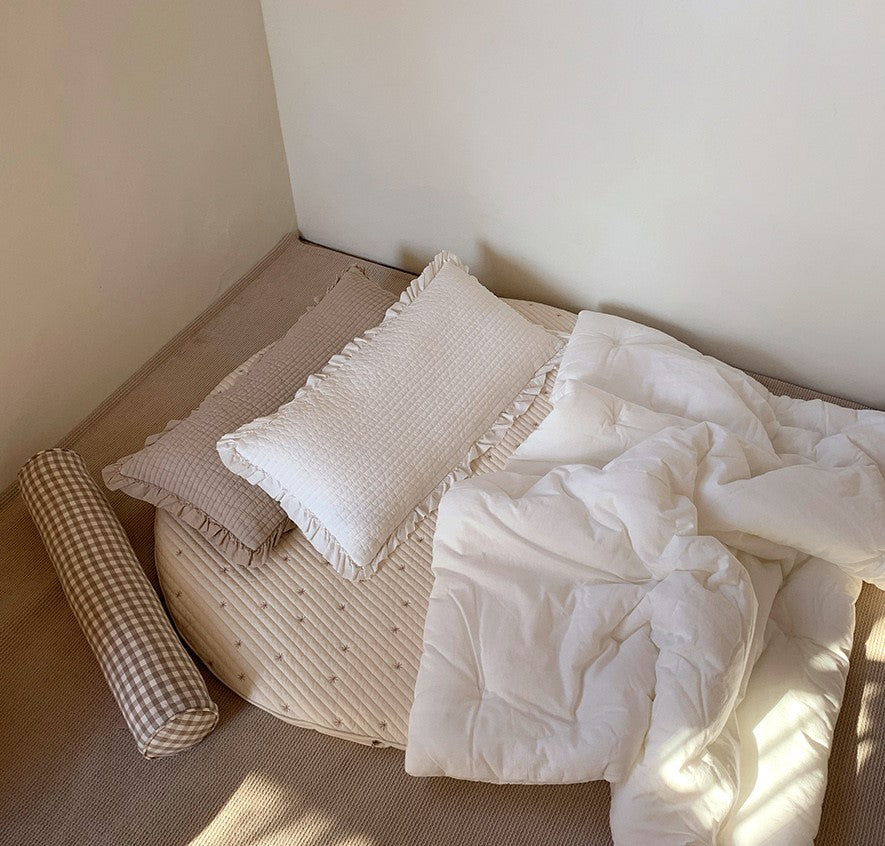 Ruffle Quilted Long Pillow