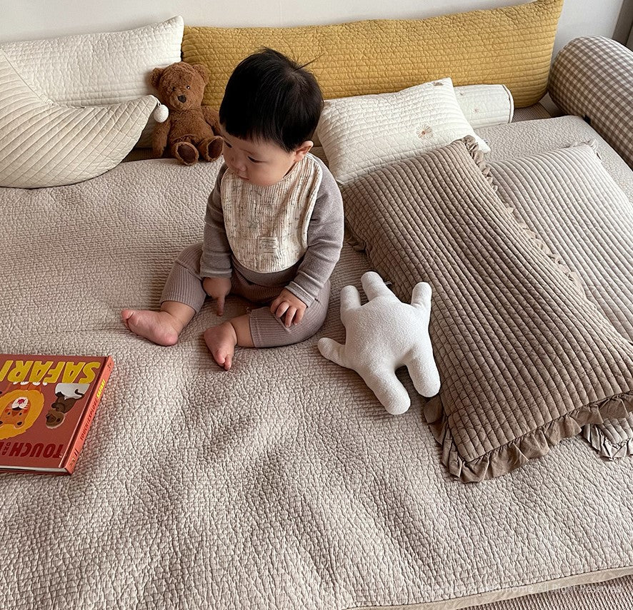Ruffle Quilted Long Pillow