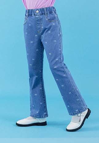 I LOVE J ribbon denim boots cut pants