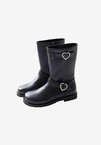 I LOVE J heart buckle middle boots