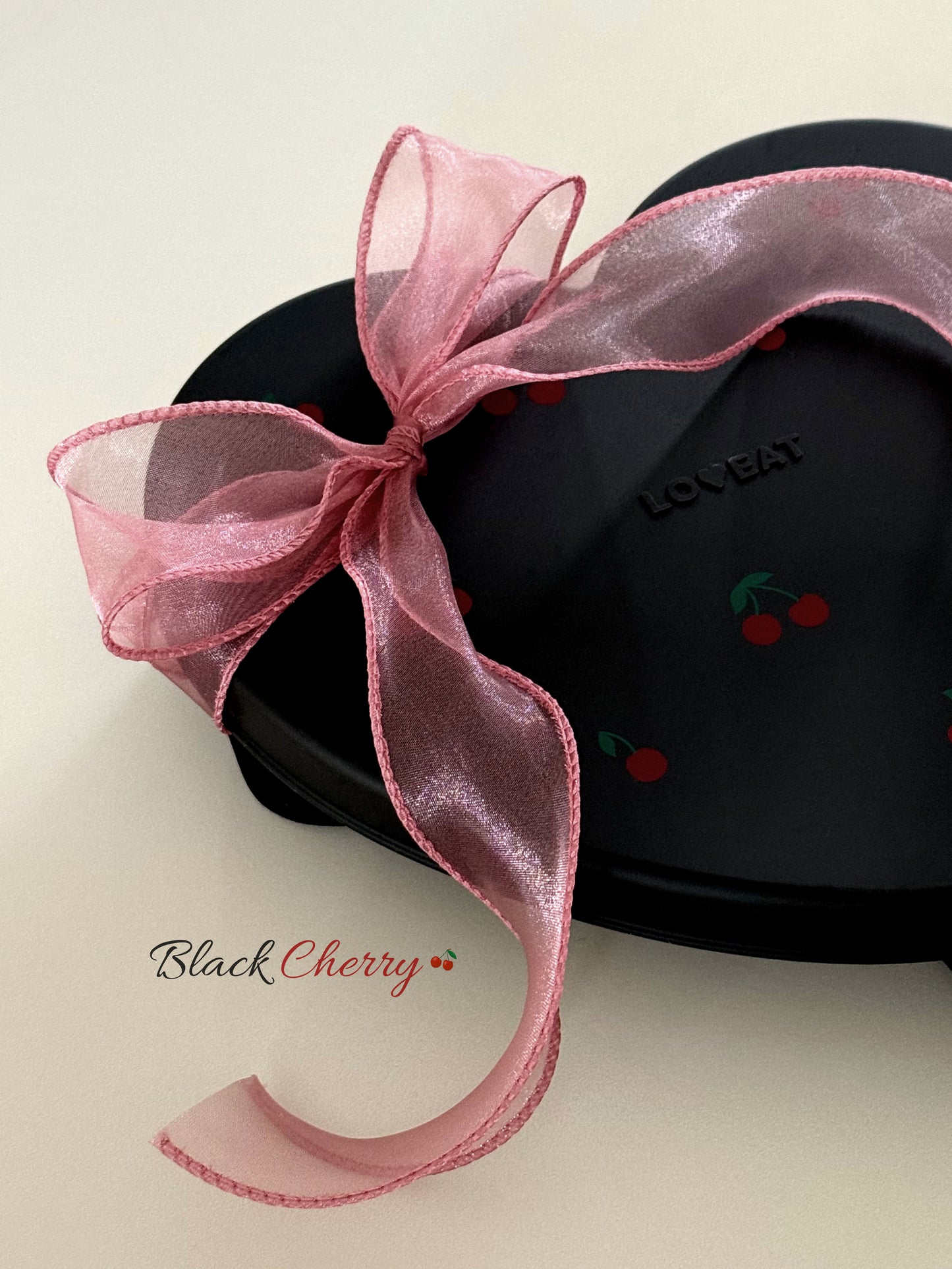 Loveat special limited edition black cherry & pink cherry suction plate set, bowl and lunch box