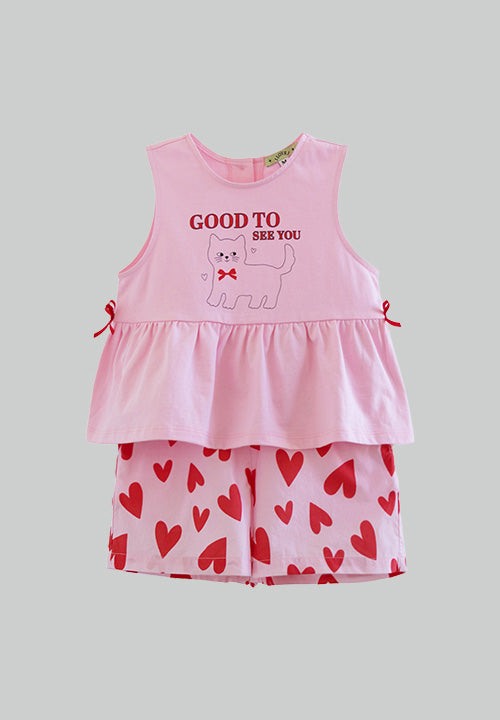 I LOVE J heart cat 2pc set