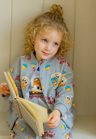 I LOVE J TODDLER squirrel zip up jacket