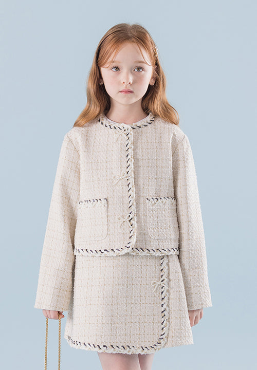 I LOVE J Ribbon tweed short jacket