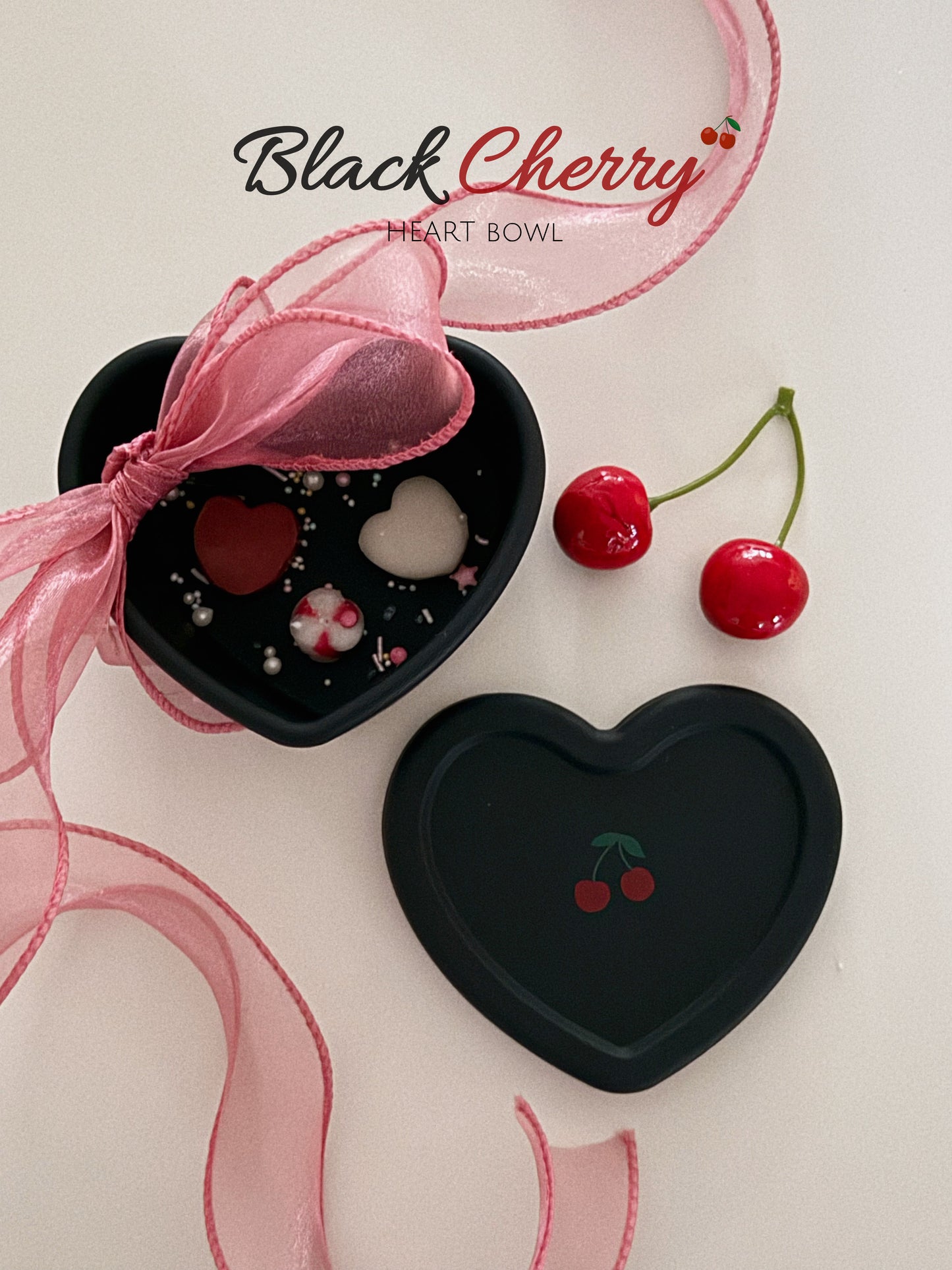 Loveat special limited edition black cherry & pink cherry suction plate set, bowl and lunch box