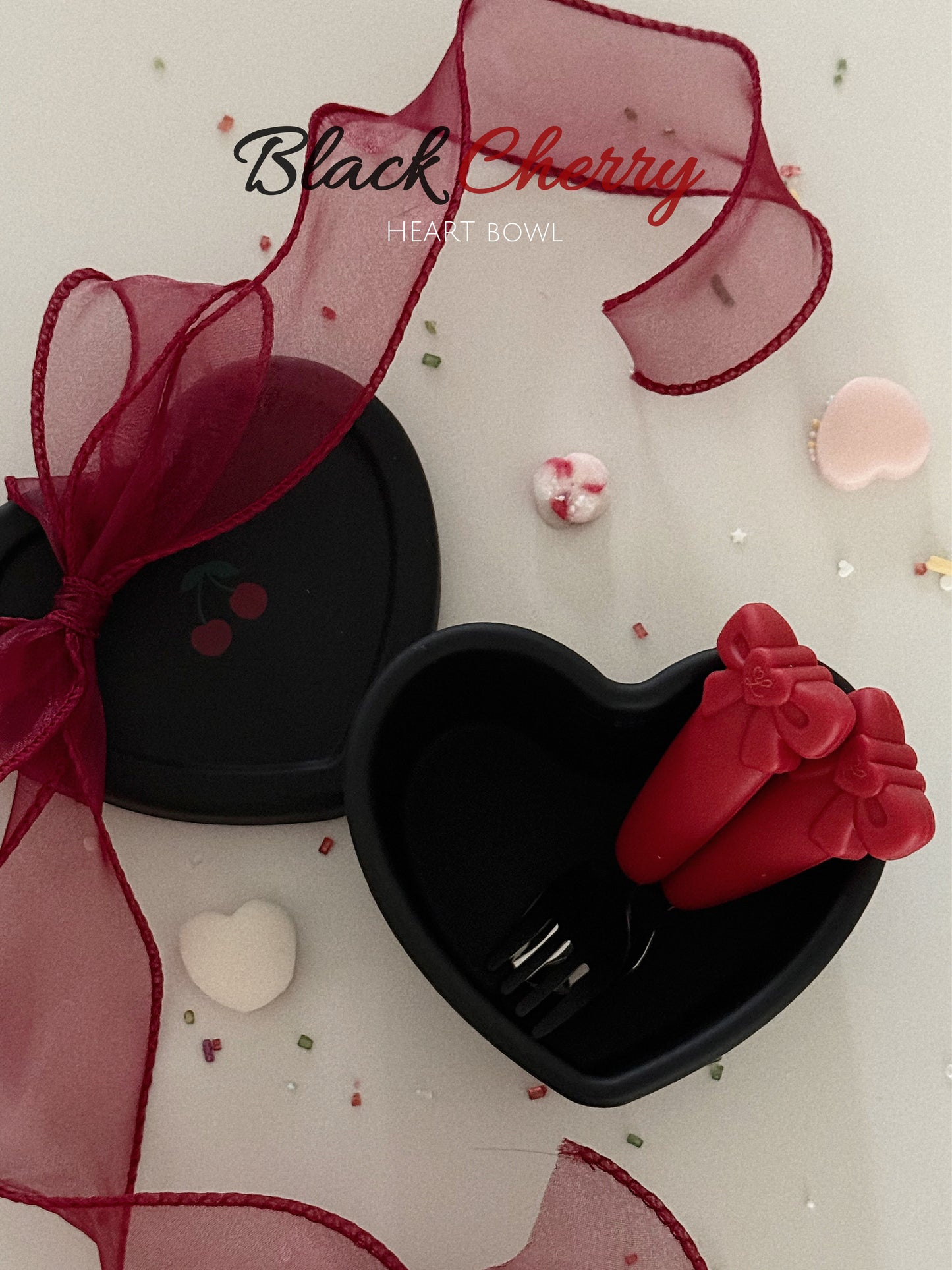 Loveat special limited edition black cherry & pink cherry suction plate set, bowl and lunch box