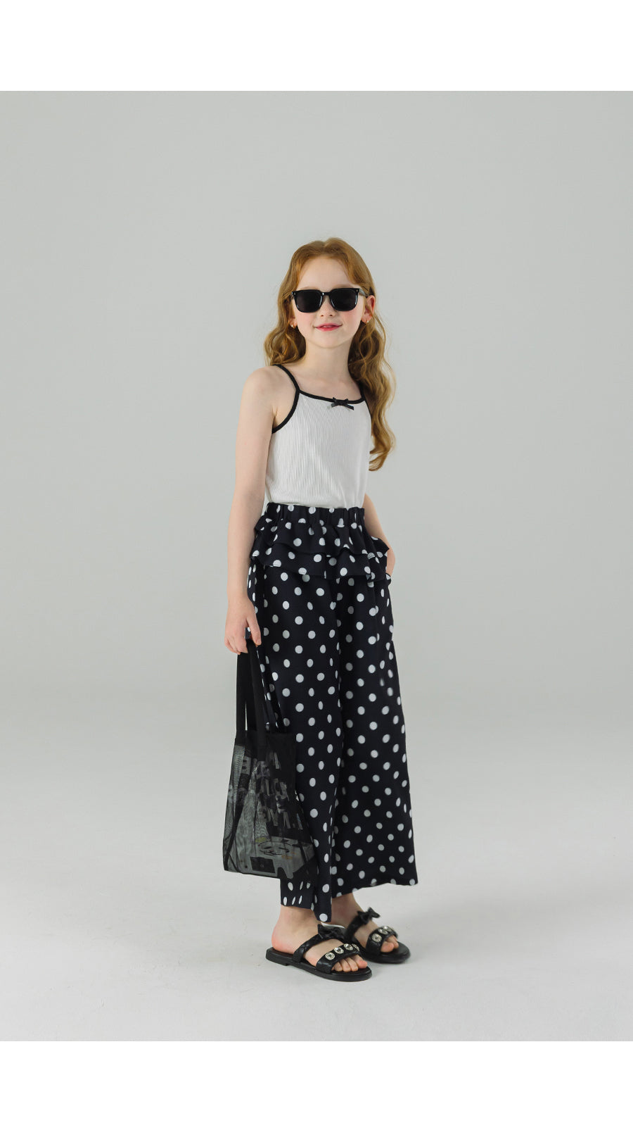 I LOVE J coterry pattern frill pants
