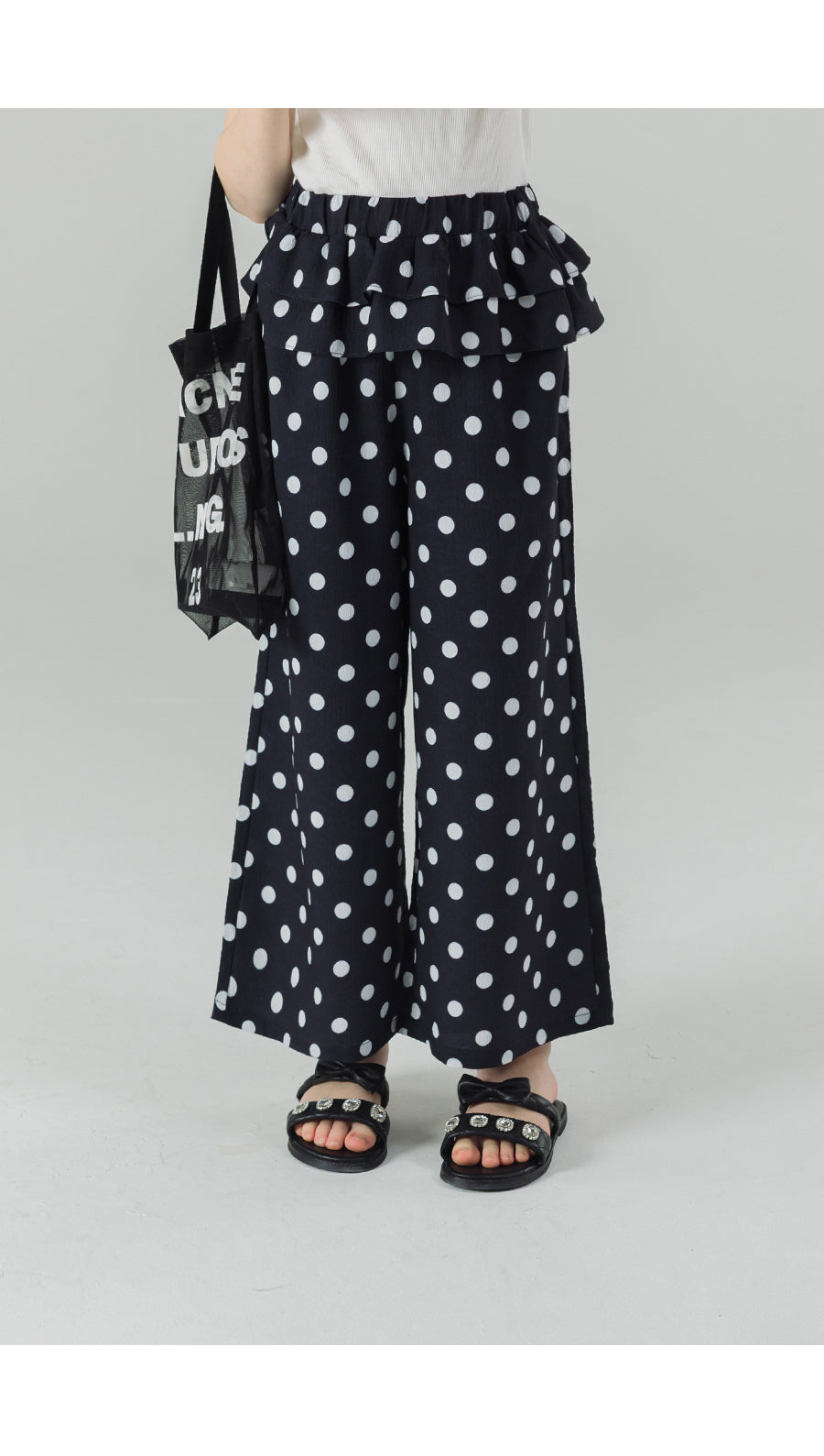 I LOVE J coterry pattern frill pants