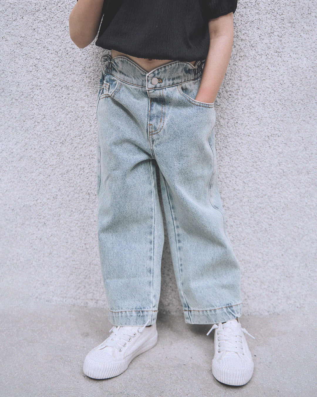 ROANJANE flower powder denim pants