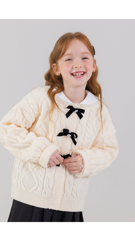 I LOVE J beberi bow knit cardigan