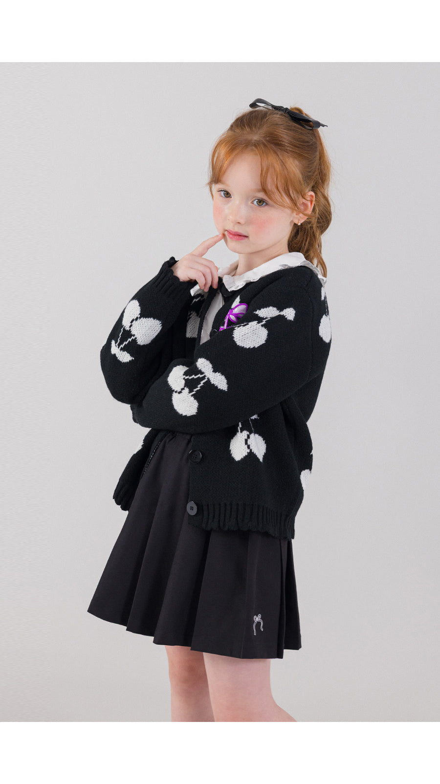 I LOVE J bulky cherry knit cardigan