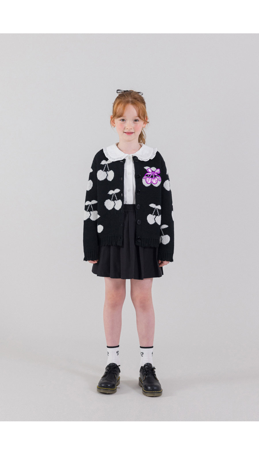 I LOVE J bulky cherry knit cardigan