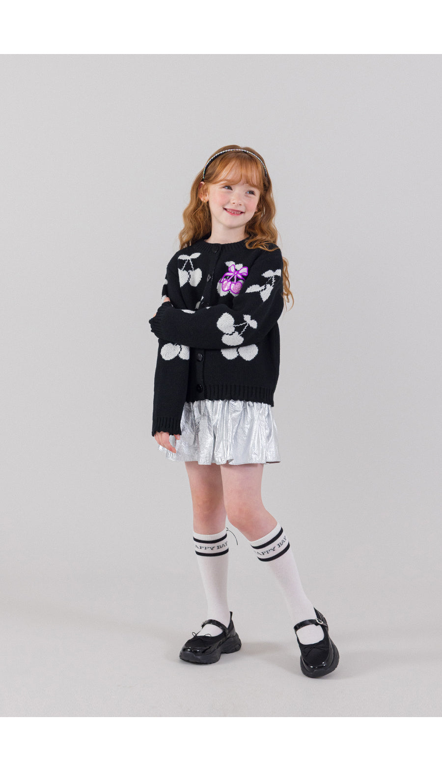 I LOVE J bulky cherry knit cardigan