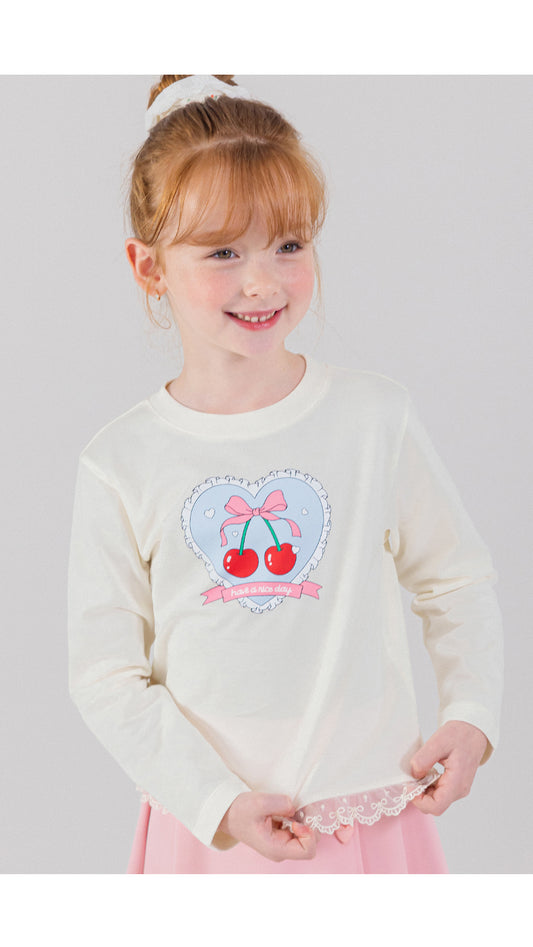 I LOVE J heart cherry lace top