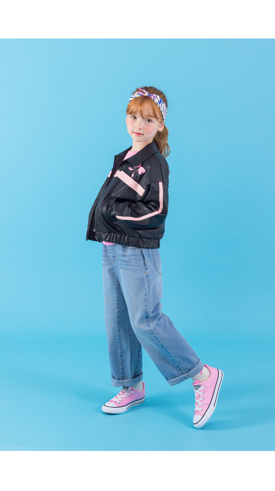 I LOVE J Sheering ribbon leather jacket