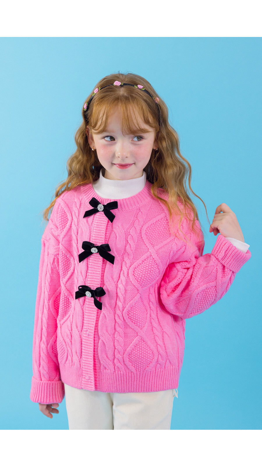 I LOVE J beberi bow knit cardigan
