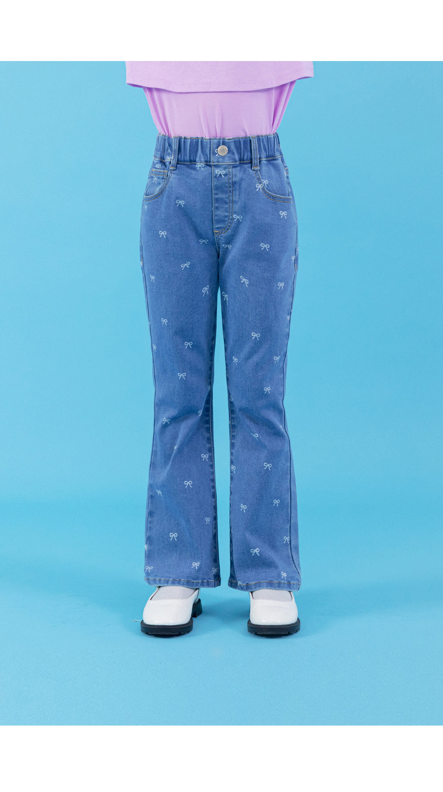I LOVE J ribbon denim boots cut pants