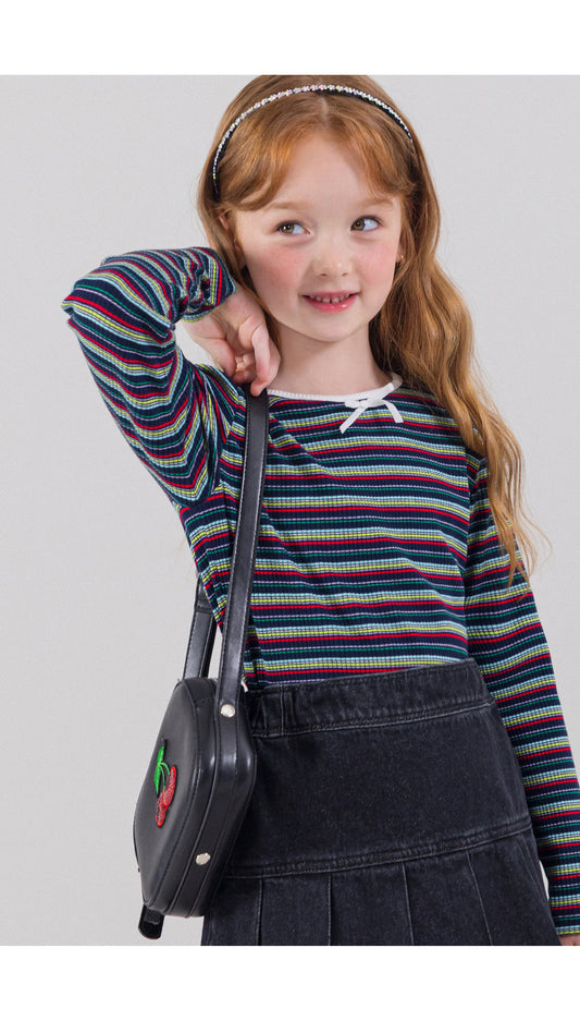 I LOVE J stripped ribbed top