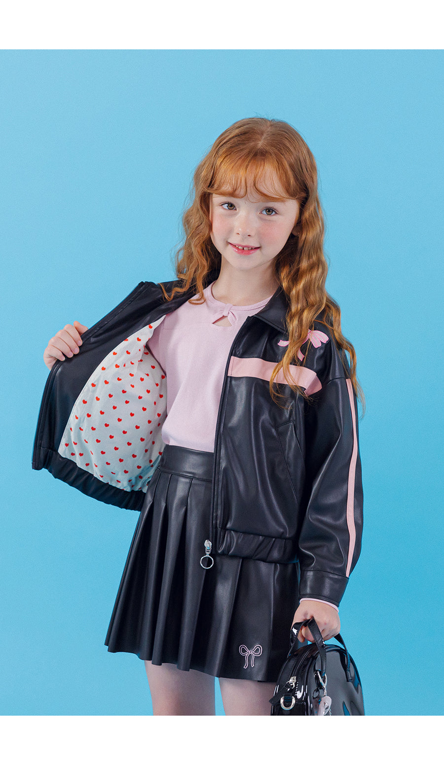 I LOVE J Sheering ribbon leather jacket