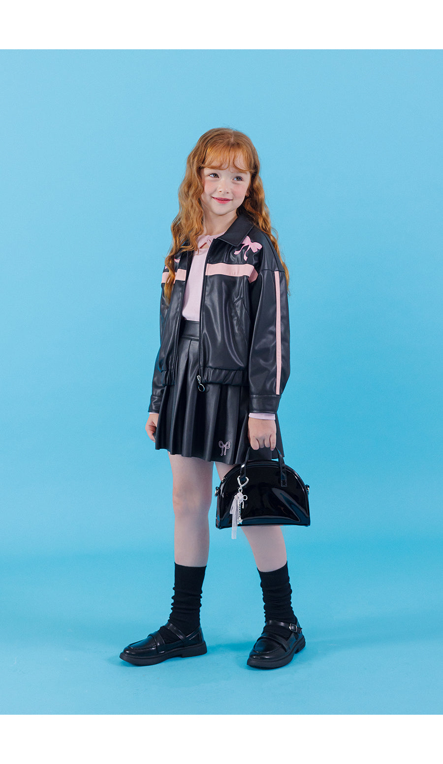 I LOVE J Sheering ribbon leather jacket