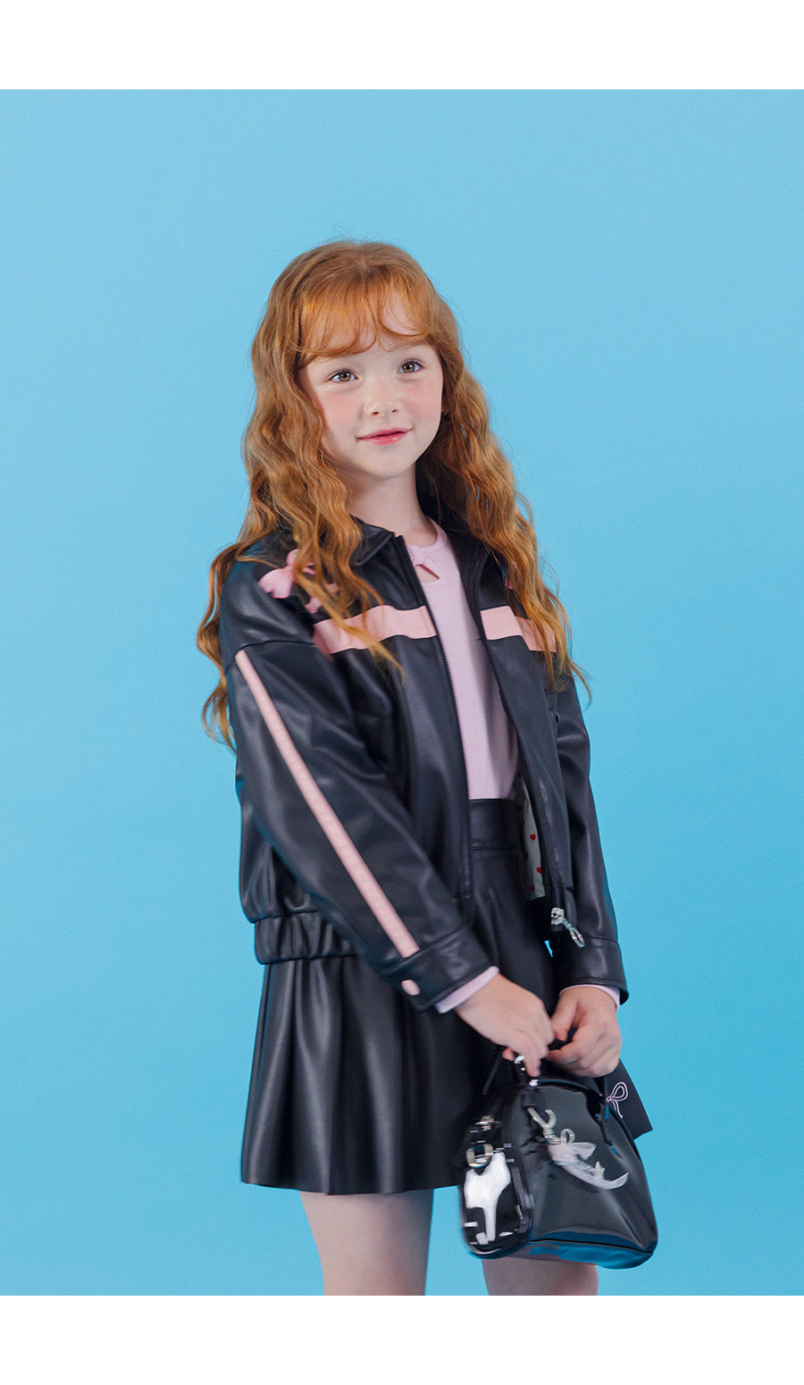 I LOVE J Sheering ribbon leather jacket