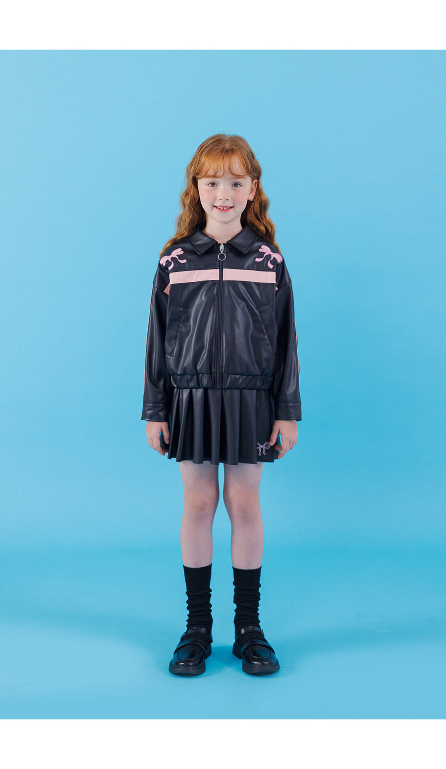 I LOVE J Sheering ribbon leather jacket
