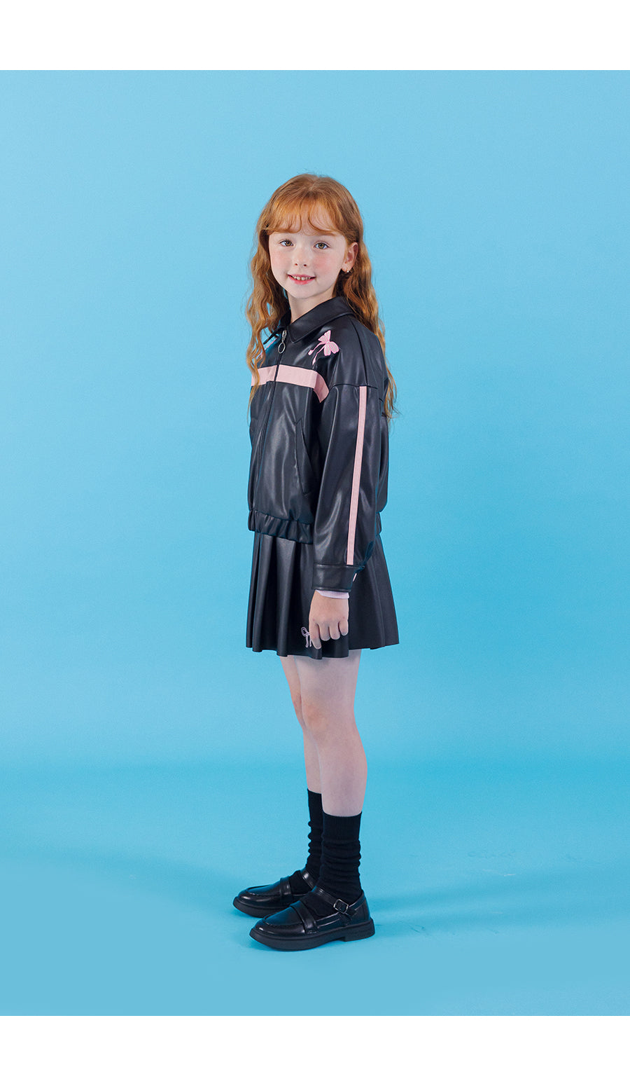 I LOVE J Sheering ribbon leather jacket