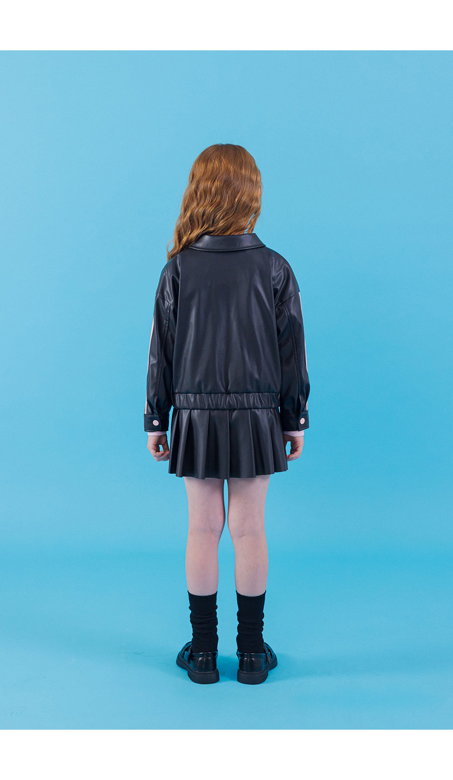 I LOVE J Sheering ribbon leather jacket