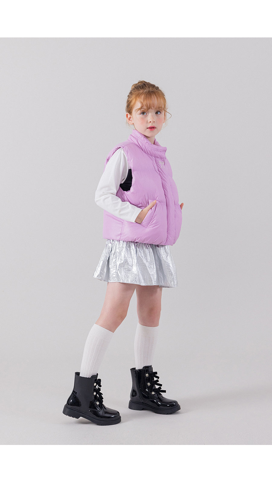 I LOVE J folding ribbon padding vest