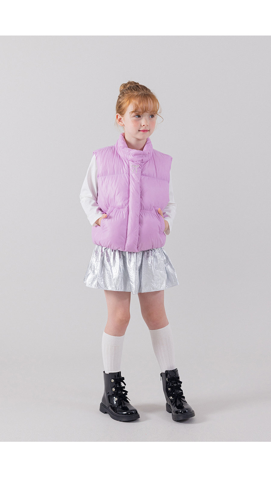 I LOVE J folding ribbon padding vest