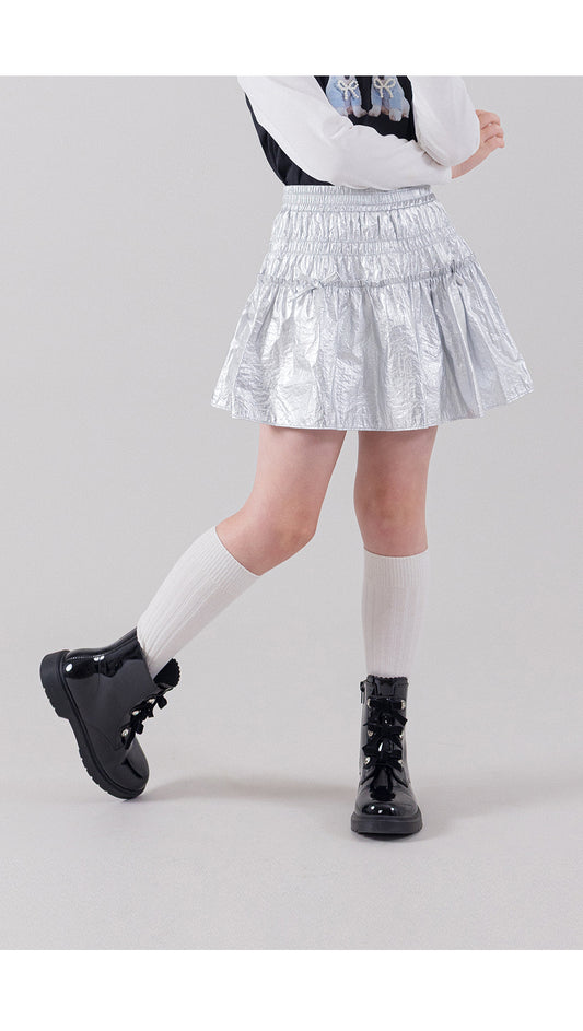 I LOVE J silver shirring skirt