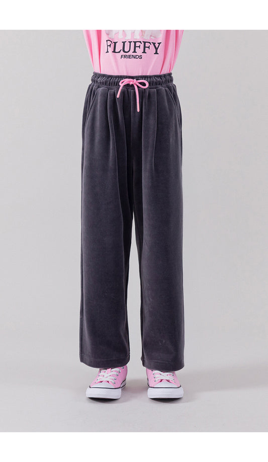 I LOVE J velour semi wide pants