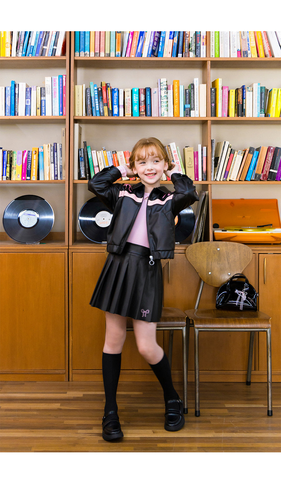 I LOVE J Sheering ribbon leather jacket