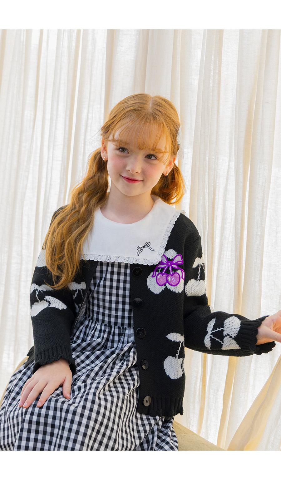 I LOVE J bulky cherry knit cardigan