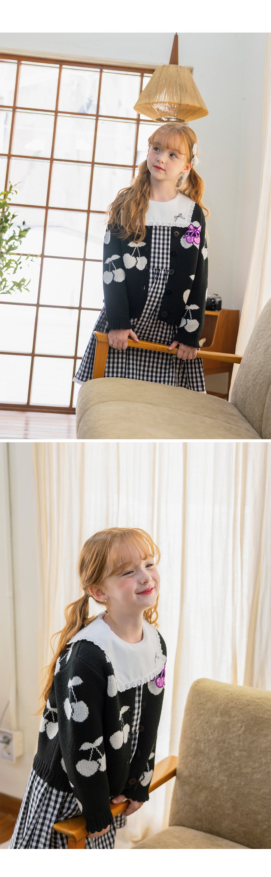 I LOVE J bulky cherry knit cardigan
