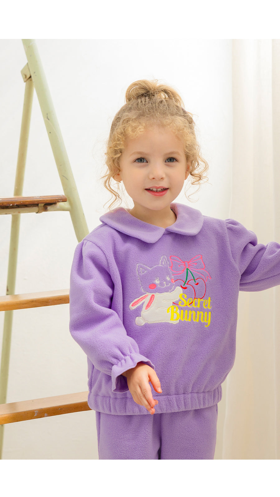 I LOVE J TODDLER secret bunny fleece 2pc set