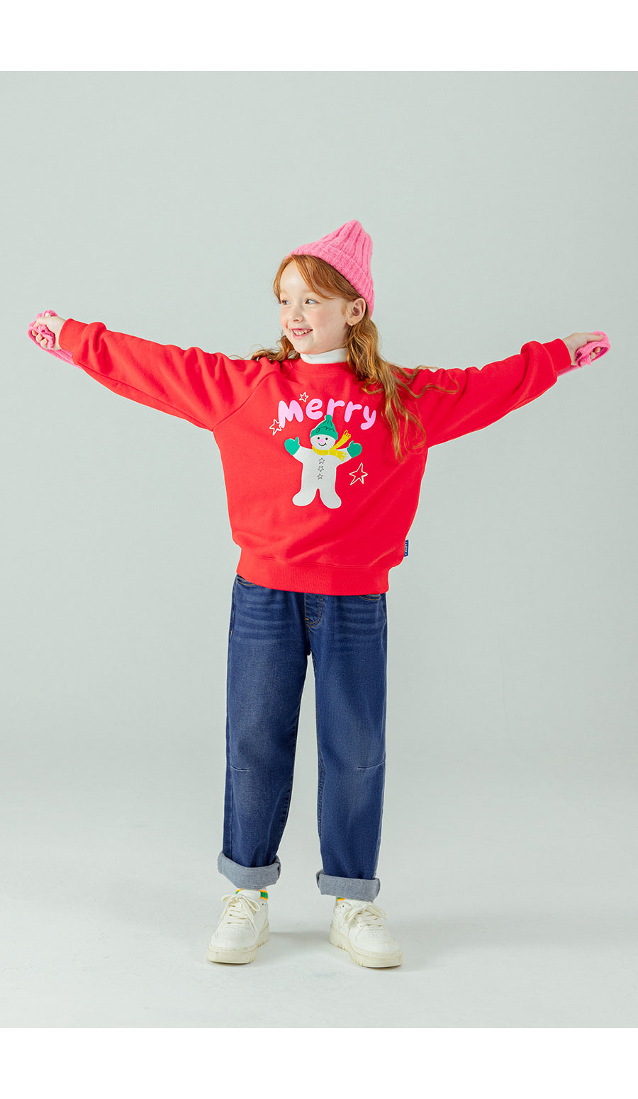 I LOVE J Merry snowman fleece mtm(red)