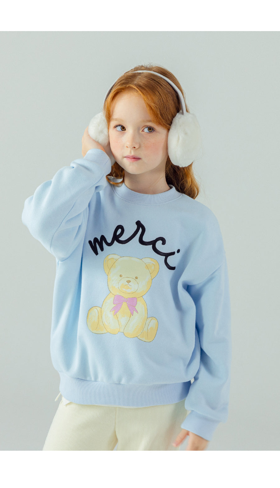I LOVE J Ribbon bear fleece mtm