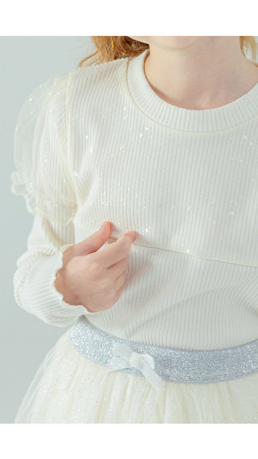 I LOVE J Shiny puff sleeve top