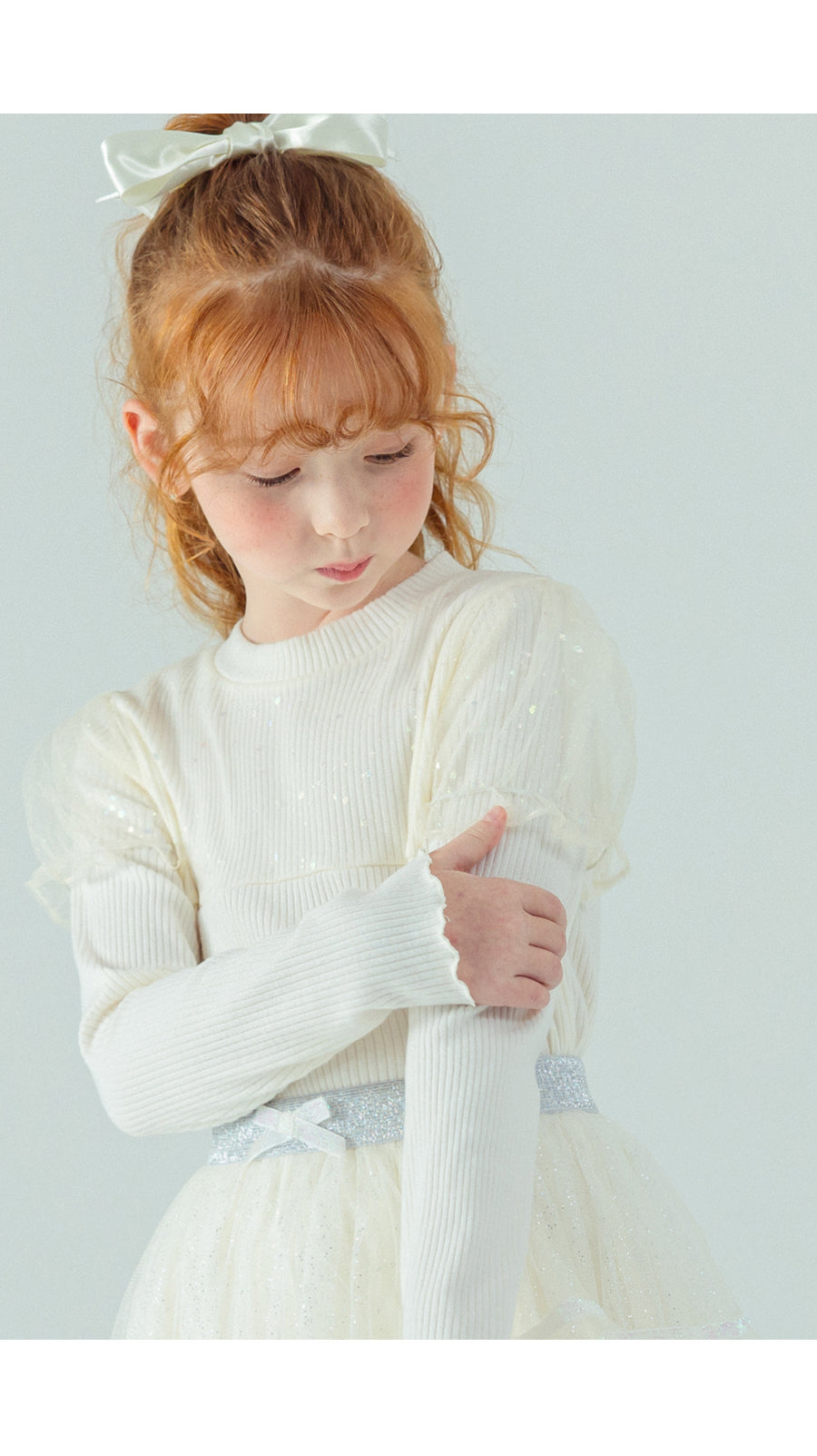 I LOVE J Shiny puff sleeve top