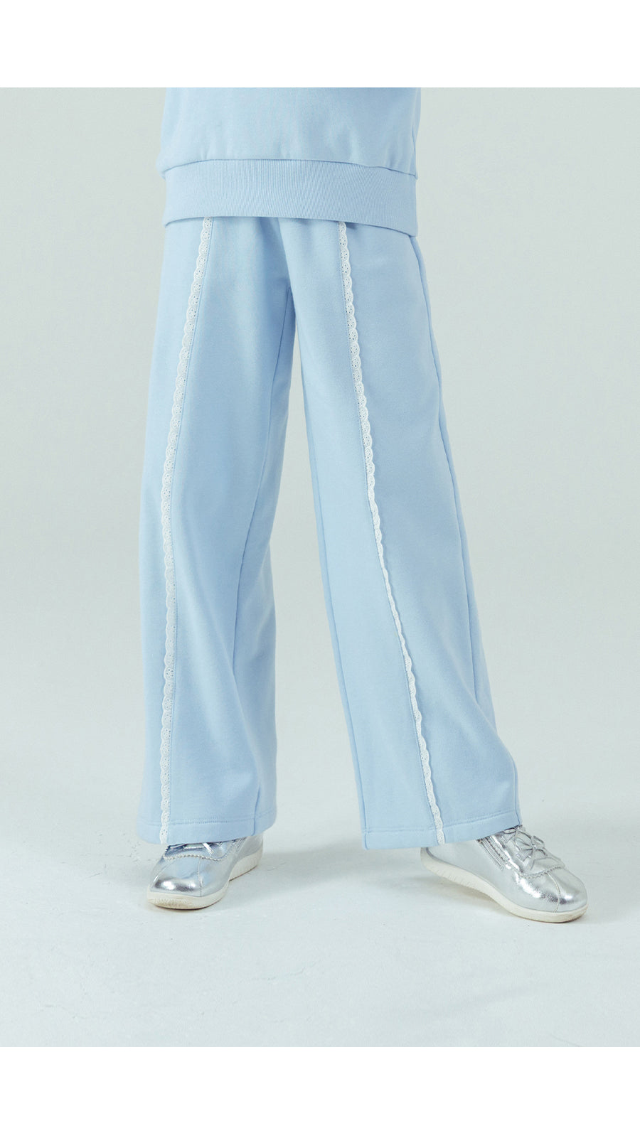 I LOVE J Lace collar fleece 2pc set