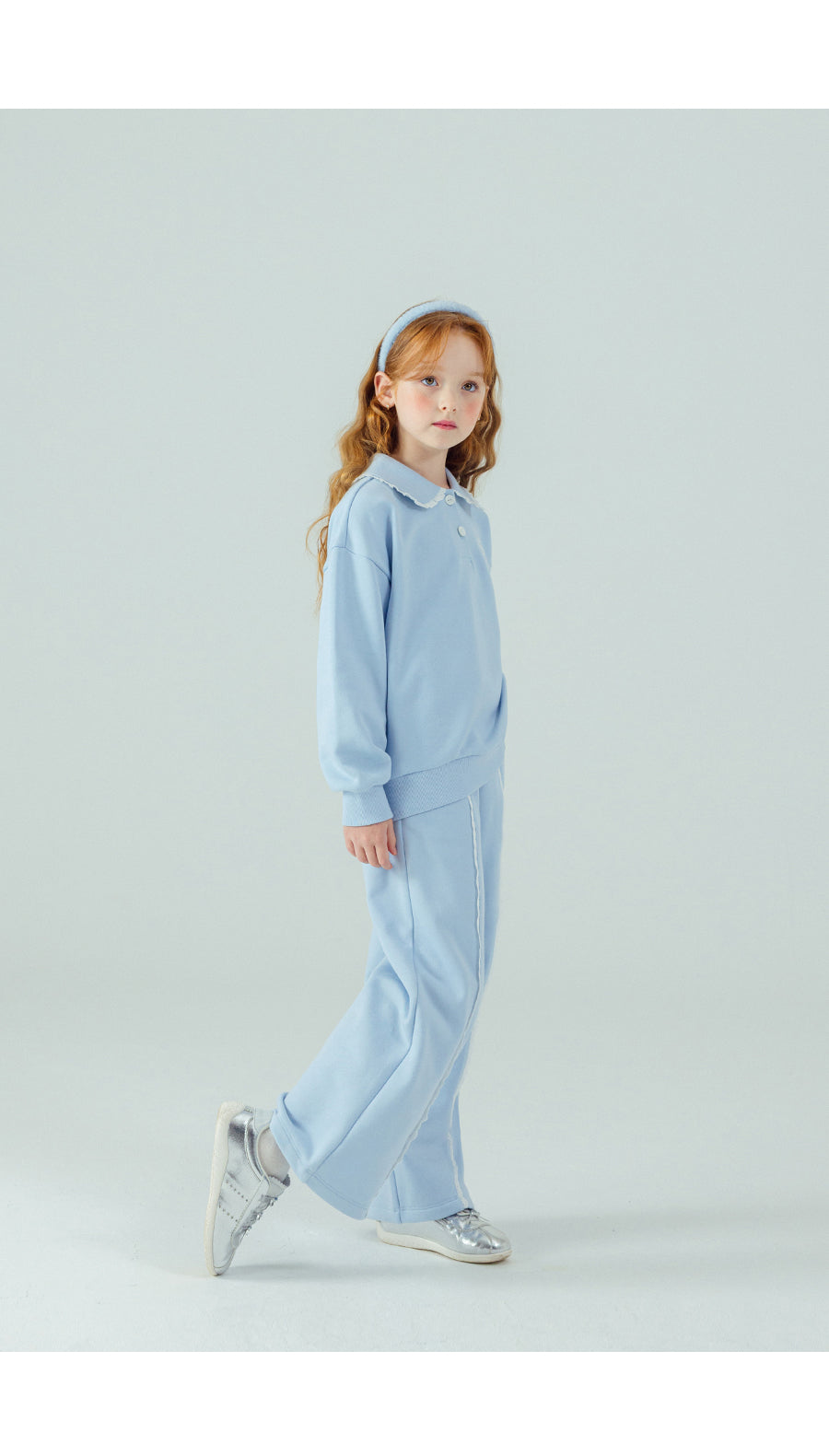 I LOVE J Lace collar fleece 2pc set