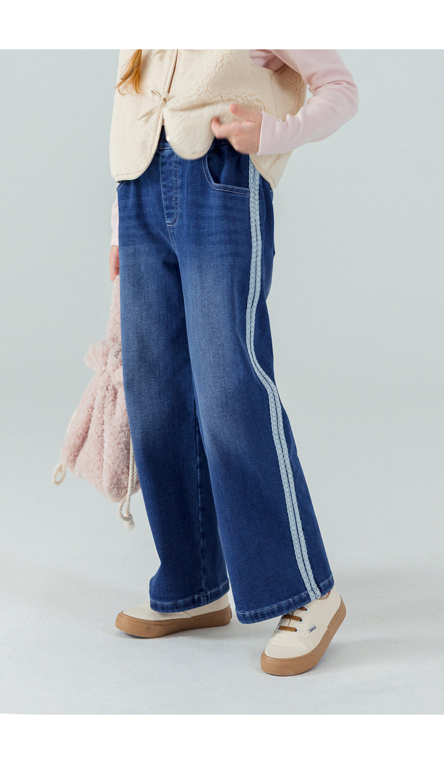 I LOVE J Lace denim wide pants