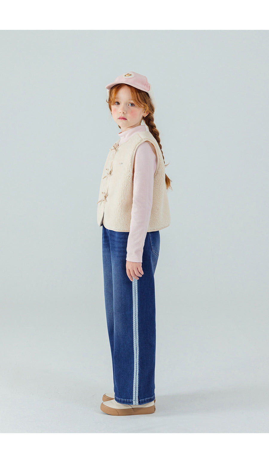 I LOVE J Ribbon point fleece vest