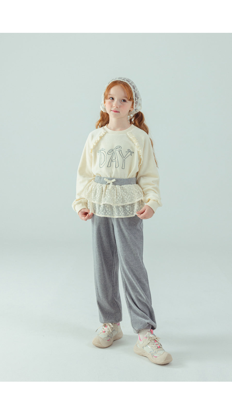 I LOVE J Day lace fleece 2pc set